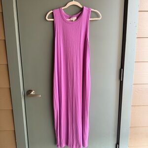 On 34th Pink Sleeveless Ribbed Crew Neck Sundress